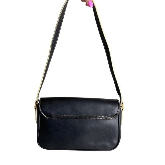 Y2K Liz Claiborne Black Mini‎ Shoulder Bag With Contrast Stitching - Picture 5 of 10